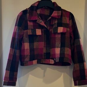 Plaid Women's Jacket - Pink and Black